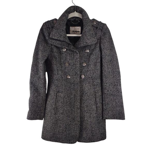 Guess Military Style Tweed Midi Coat, Size Small - Picture 1 of 8
